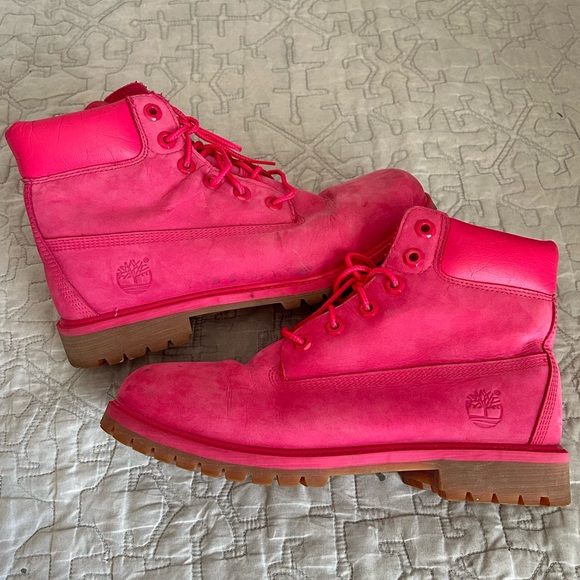 🩷HOT PINK PREMIUM TIMBERLAND ANKLE BOOTS WINTER 2024 SNOW SIZE 7 WOMENS - Picture 2 of 11